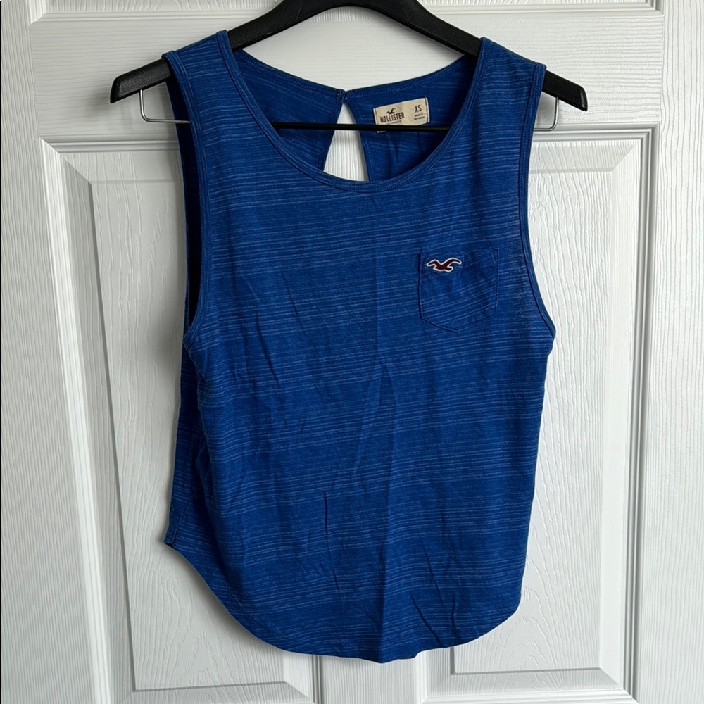 Hollister Blue Oversized Keyhole Cut Out Backless Tank Top Sleveeless Scoop Neck